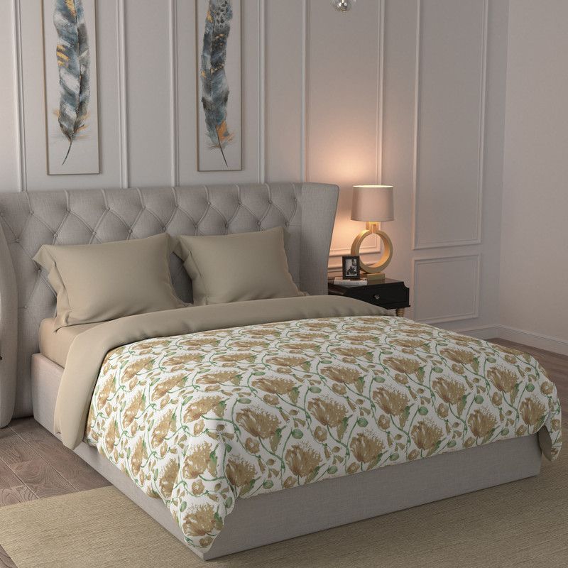 Maspar Floral Double Comforter for AC Room  (Cotton, Beige)