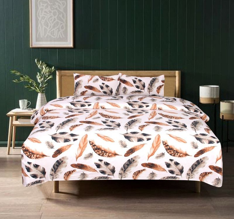 Dehati Homez 140 TC Polycotton Queen Printed Flat Bedsheet  (Pack of 1, Cream)