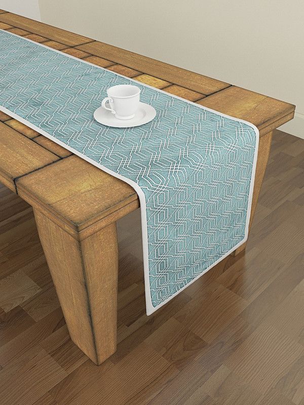 S9 HOME By SEASONS Blue 182.88 cm Table Runner  (Polyester)