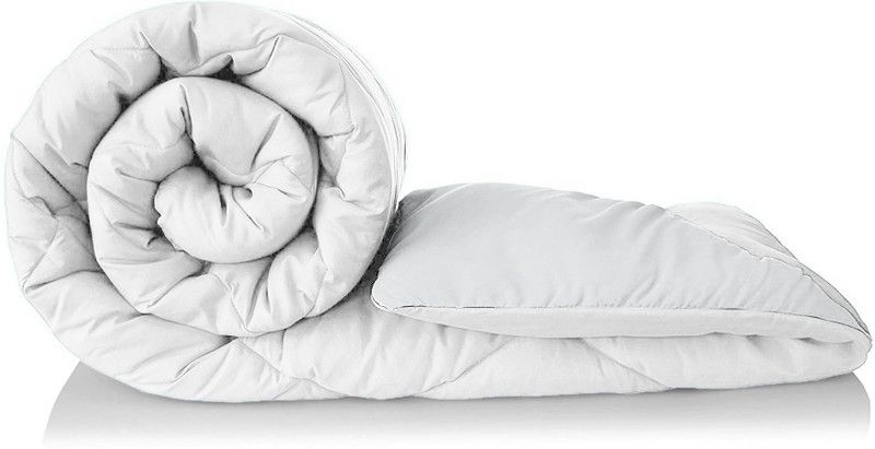 timber cheese Checkered Single Comforter for Mild Winter  (Microfiber, White)