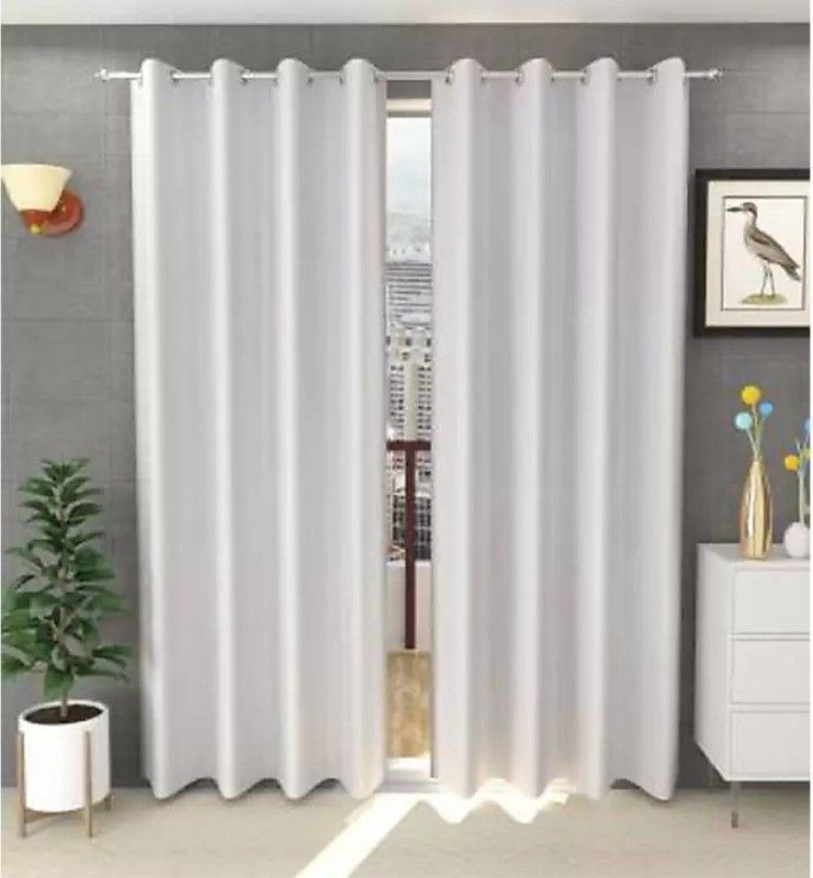 274 cm (9ft) Long Door Curtain  (Pink, Pack of 2)