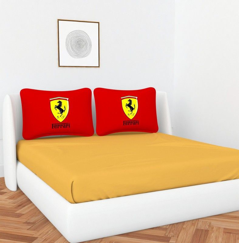 FLOURISHING HOMES 300 TC Cotton Double Solid Flat Bedsheet  (Pack of 1, Yellow)