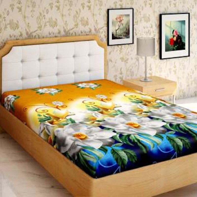 PADLIYA 0 TC Polycotton Double Printed Flat Bedsheet  (Pack of 1, Multicolor)