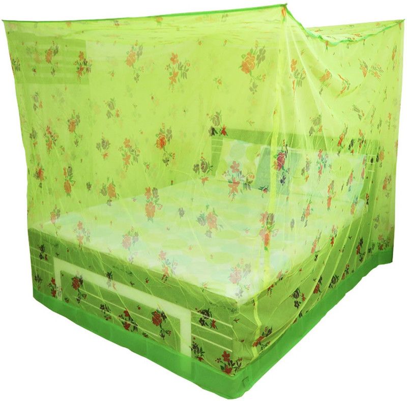 Neruti Enterprise Cotton Adults Washable King Size bed(8*8) Mosquito Net  (Lemon green, Frame Hung)