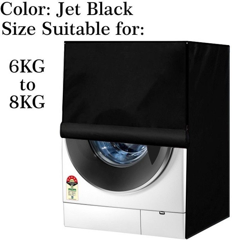 Declooms Front Loading Washing Machine Cover  (Width: 61 cm, Jet Black)