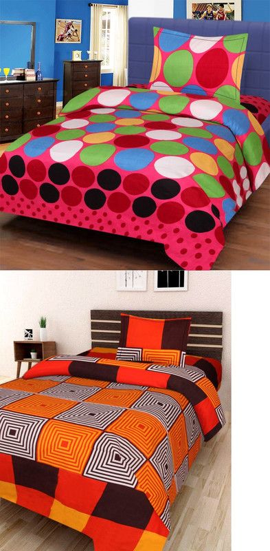 Bhagwati Handloom 185 TC Cotton Single Checkered Flat Bedsheet  (Pack of 2, Purple)