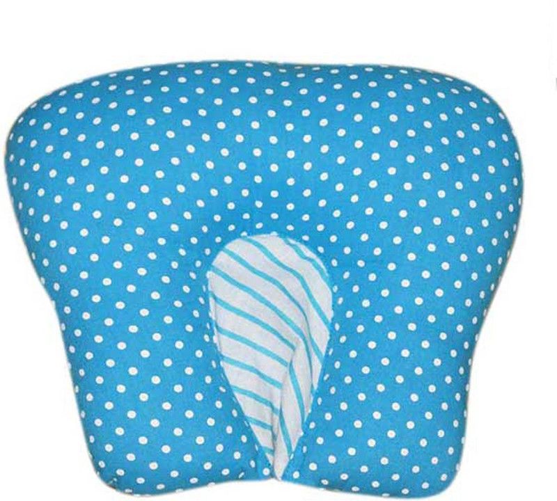 Oscar Home Polyester Fibre Polka Cushion Pack of 1  (Sky Blue, White)