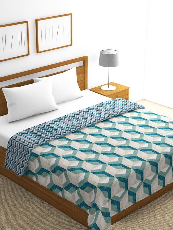 Bianca Printed Double Dohar for AC Room  (Cotton, TEAL/MULTI)