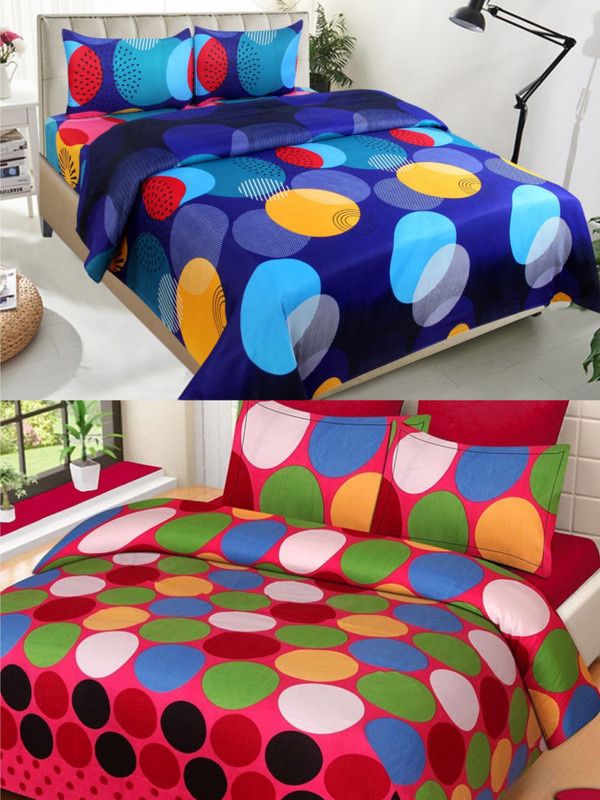 n g products 150 TC Polycotton Double Geometric Flat Bedsheet  (Pack of 2, Multicolor)