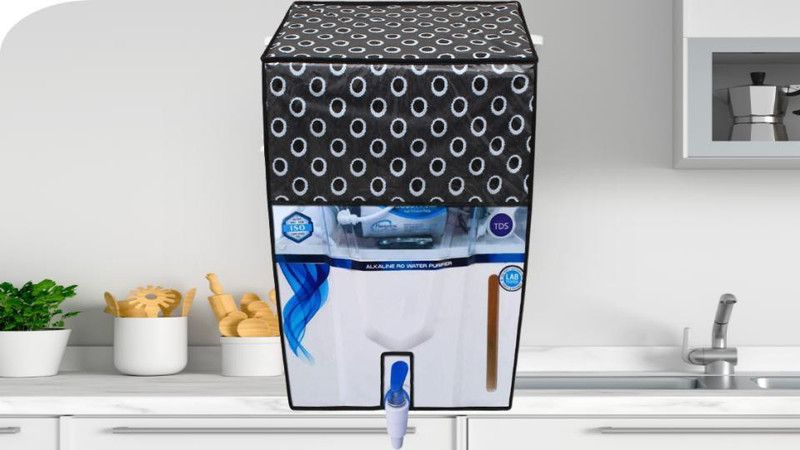 THE LION'S SHARE Water Purifier Cover  (Width: 38 cm, Grey, Black)