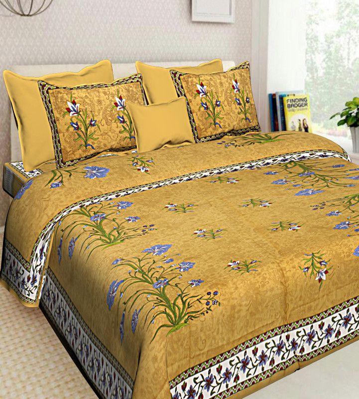 ISHITA CREATION 150 TC Cotton Double Printed Flat Bedsheet  (Pack of 1, Brown)