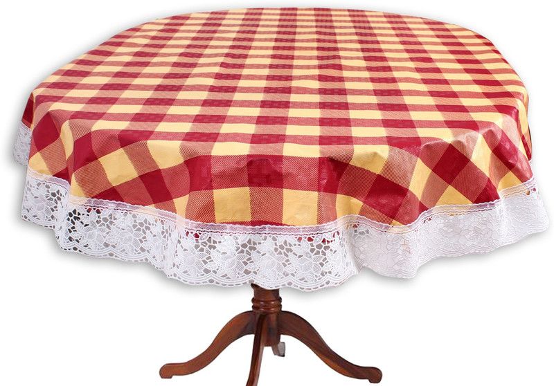 STYLISTA Plaid 6 Seater Table Cover  (Maroon, PVC)