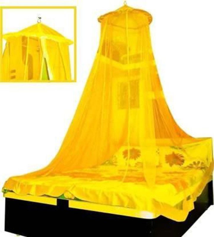 Polyester Adults Mosquito Net  (Yellow)