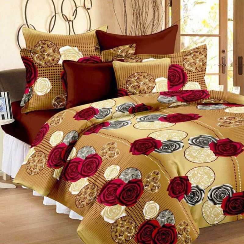 LOXICA FAB 122 TC Polycotton Double 3D Printed Flat Bedsheet  (Pack of 1, Yellow)