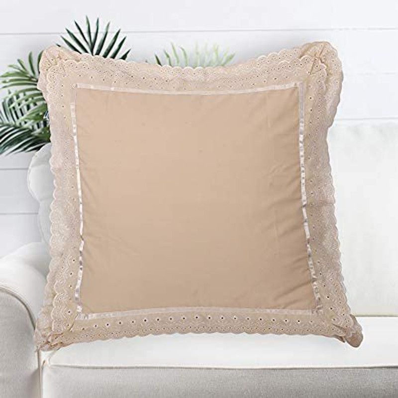 VHC Plain Cushions Cover  (Pack of 5, 40.64 cm*40.64 cm, Beige)