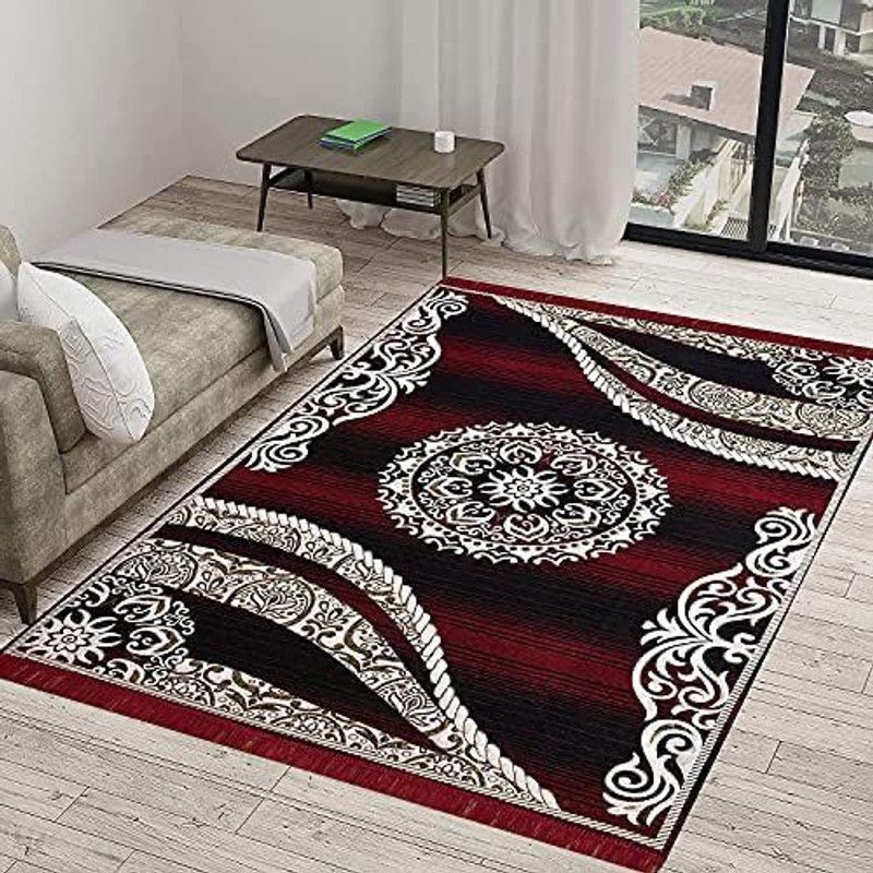 JK HOME SHINE Maroon Velvet Carpet  (152 cm, X 213 cm, Rectangle)