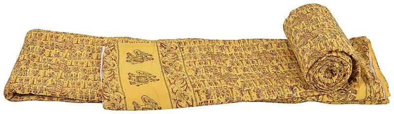 Indian Gift Emporium Floral Double Quilt for Mild Winter  (Microfiber, Yellow)