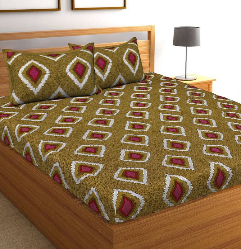 Indram 144 TC Cotton Double Printed Flat Bedsheet  (Pack of 1, Green)