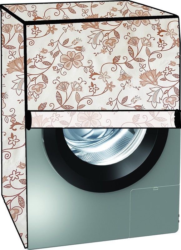 KVAR Front Loading Washing Machine Cover  (Width: 66 cm, Light Brown, White)
