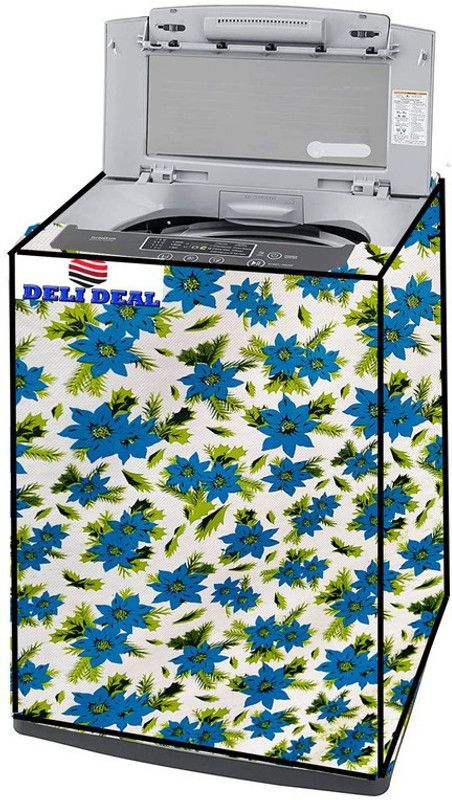 Delideal Top Loading Washing Machine Cover  (Width: 83 cm, White, Blue)
