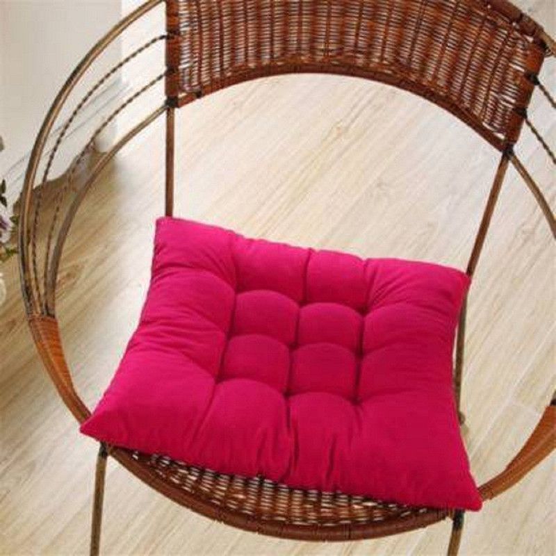 CRAZY WORLD Microfiber Chair Cushion/Chair Pads/Chair Seats For Home Office Garden Décor Polyester Fibre Solid Chair Pad Pack of 2  (Pink)