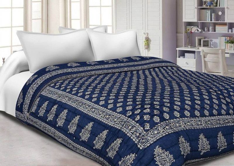 LRJ EXPORT Printed Double Quilt for Heavy Winter  (Cotton, Multicolor)