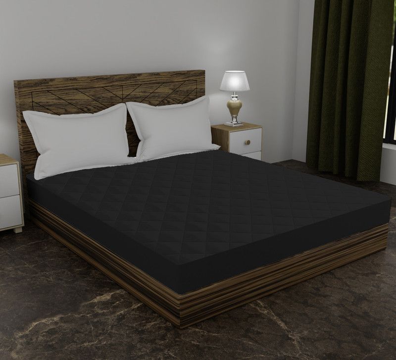 AJISH Fitted Queen Size Waterproof Mattress Cover  (Black)