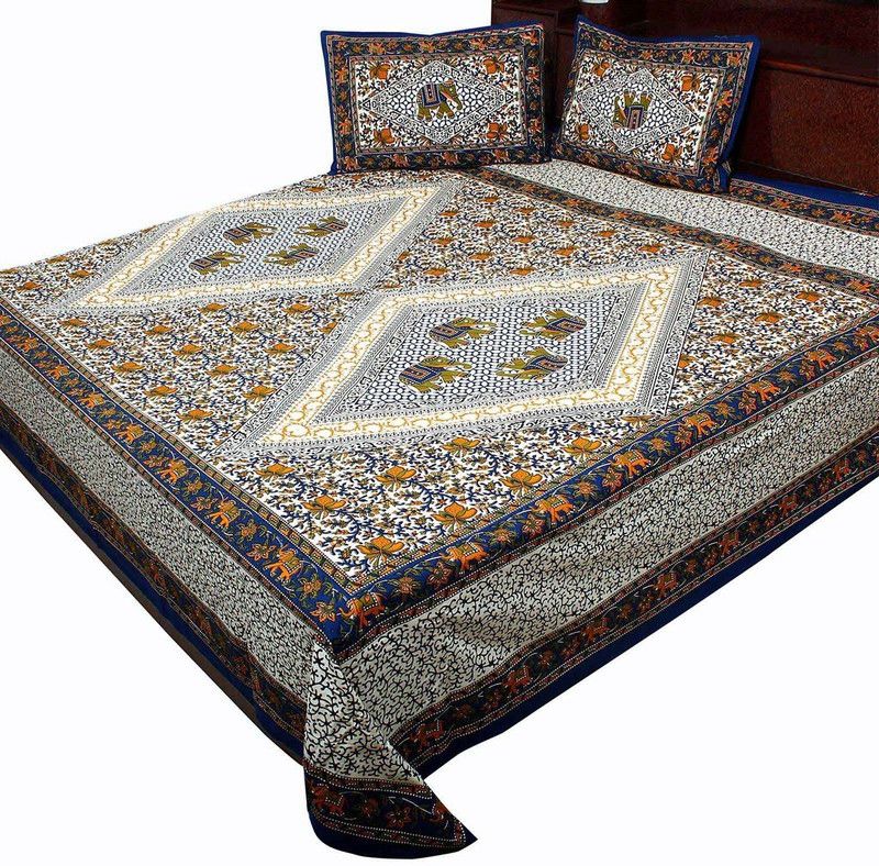 Halowishes 116 TC Cotton Double Animal Flat Bedsheet  (Pack of 1, Multicolor)