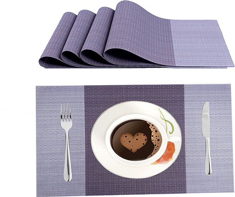 Rectangular Pack of 4 Table Placemat  (Purple, PVC)
