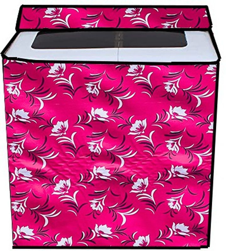 JM Homefurnishings Semi-Automatic Washing Machine Cover  (Width: 92 cm, Pink, White)