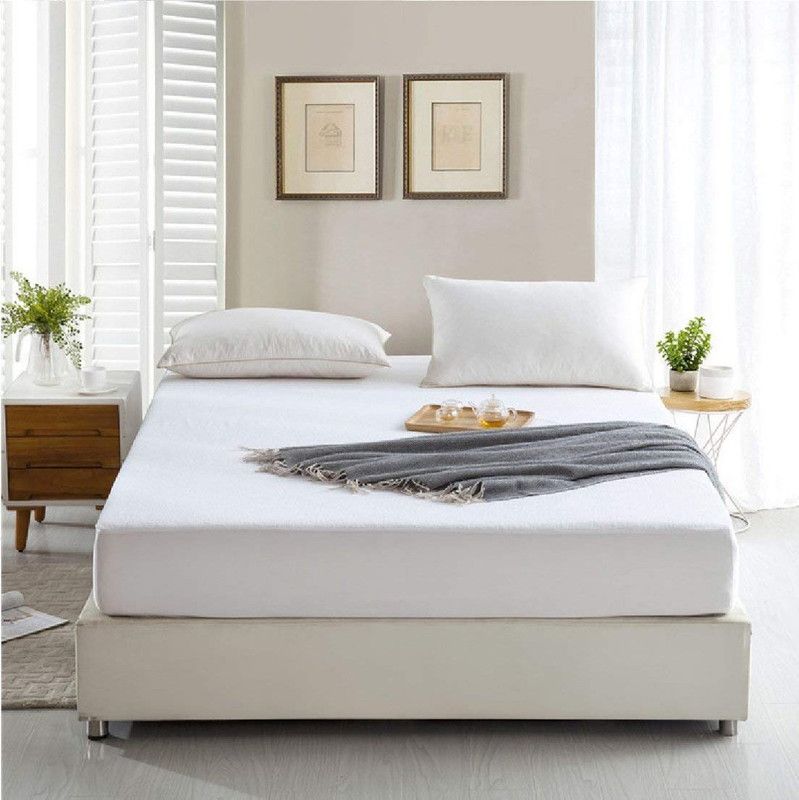 Rudradev Fitted Single Size Waterproof Mattress Cover  (White)