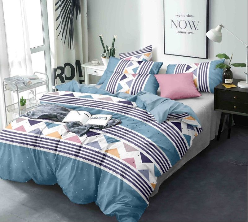 BADABAZZAR 180 TC Viscose Double Printed Flat Bedsheet  (Pack of 1, Multicolor)
