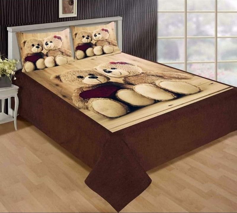 KAPRIDO 260 TC Velvet Double Printed Flat Bedsheet  (Pack of 1, Brown)