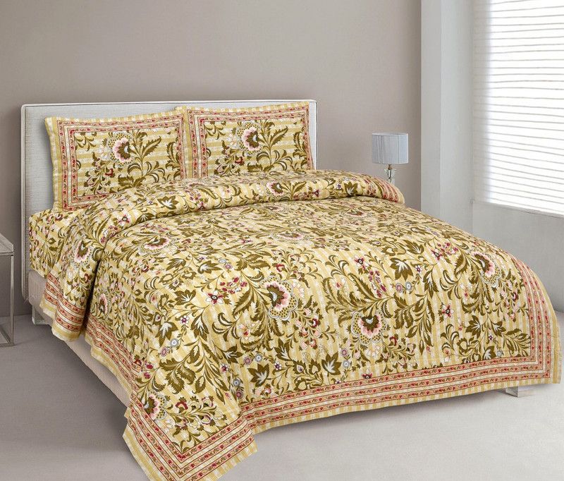 150 TC Cotton King Bedsheet  (Pack of 1, Multicolor)