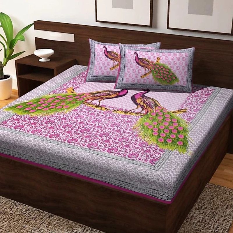 feelite 151 TC Cotton Double Animal Flat Bedsheet  (Pack of 1, Multicolor)