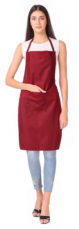 LYTIX Cotton Home Use Apron - Free Size  (Maroon, Single Piece)