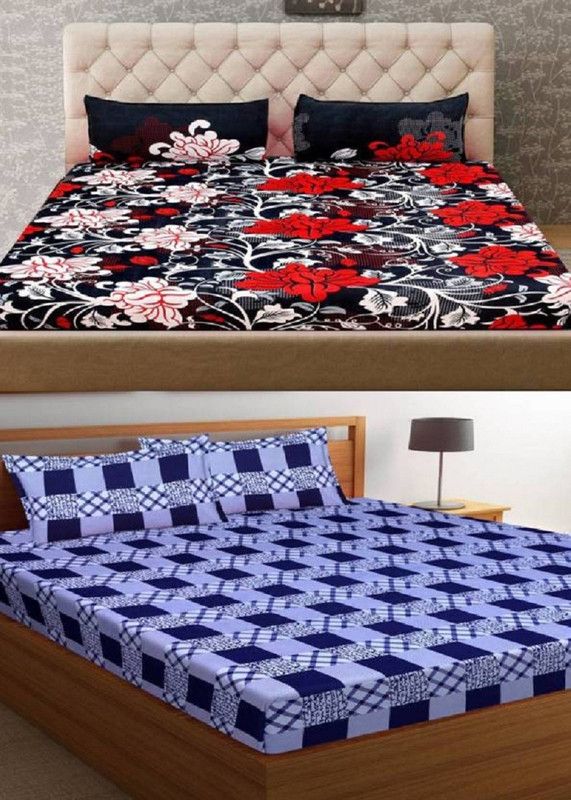 189 TC Polycotton Double Floral Bedsheet  (Pack of 2, Multicolor)