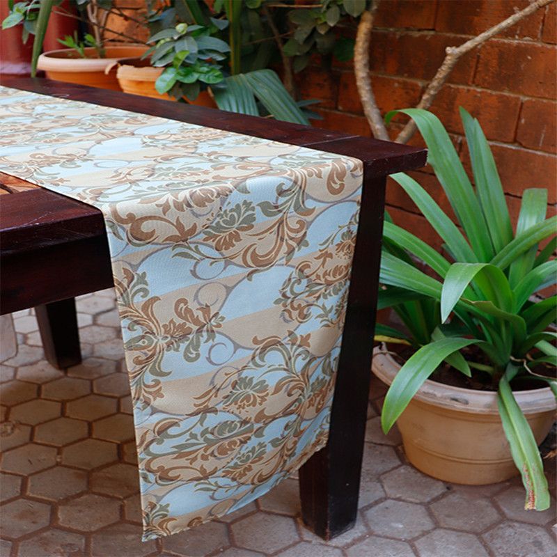 ZEBA Blue 30 cm Table Runner  (Canvas)