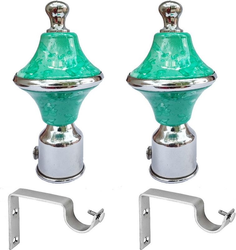 AVLEN Green, Silver Rod Rail Bracket, Curtain Knobs, Tassels, Curtain Rods Metal  (Pack of 4)