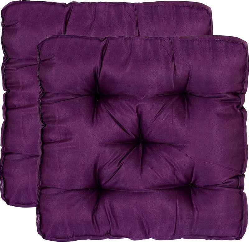 Cotton Solid Chair Pad Pack of 2  (Purple)