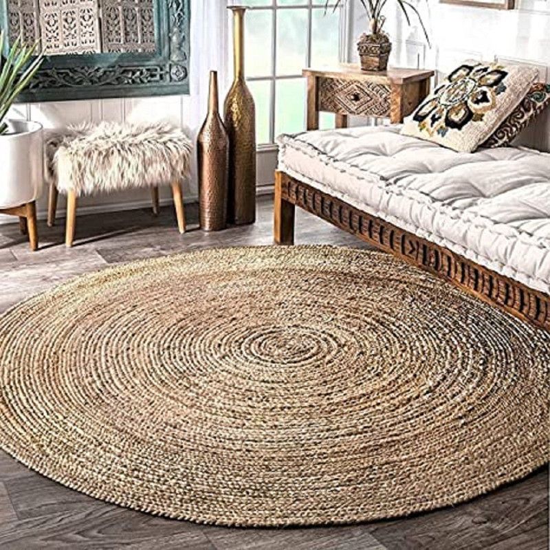 SHREEJEE DECORZ Beige Jute Carpet  (120 cm, X 120 cm, Circle)