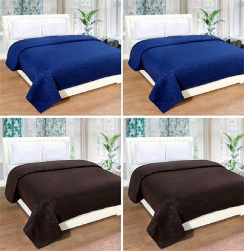 Shreejee Solid Single AC Blanket for AC Room  (Poly Cotton, Blue, Brown)