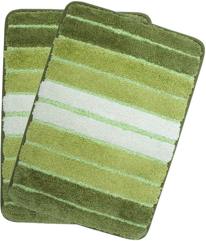 HOKiPO Microfiber Bathroom Mat  (Green, Large, Pack of 2)