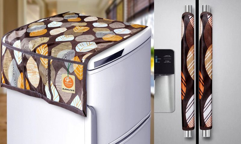 Comfort House Refrigerator Cover  (Width: 90 cm, Brown)