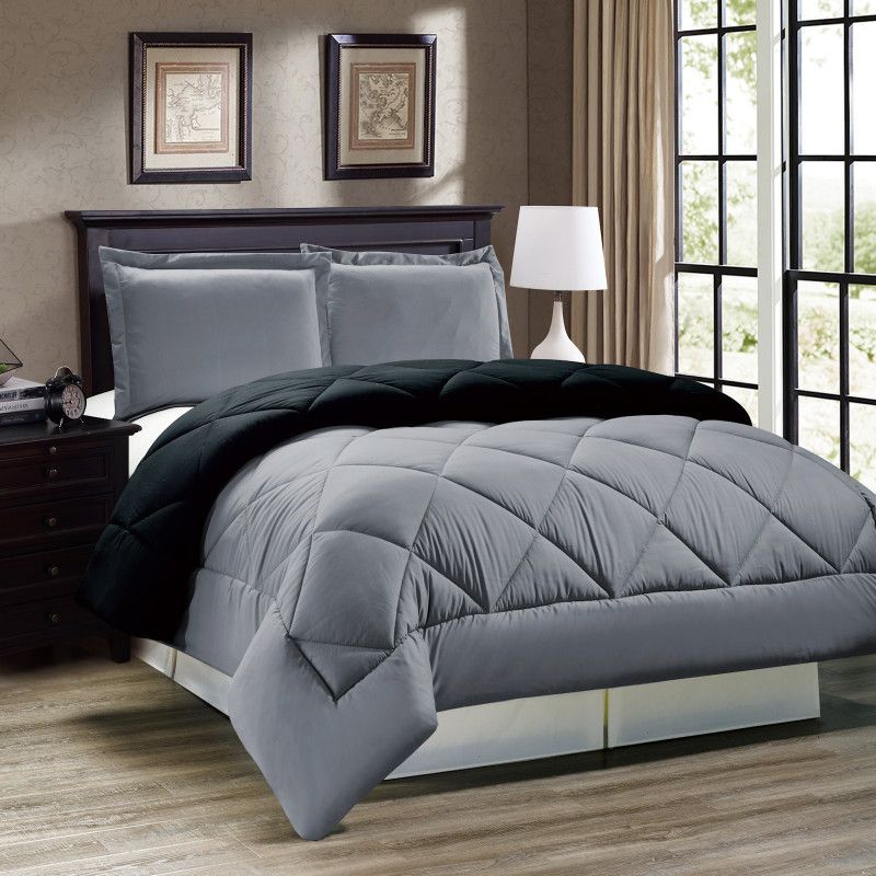 AVI Solid Single Comforter for Heavy Winter  (Polyester, Black-Grey)