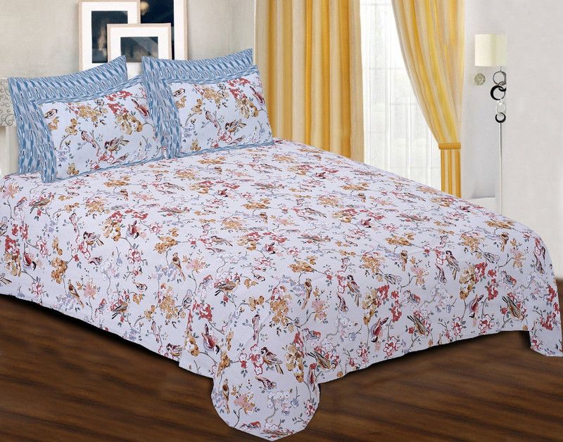 DECOR V 260 TC Cotton King Floral Flat Bedsheet  (Pack of 1, Multicolor)