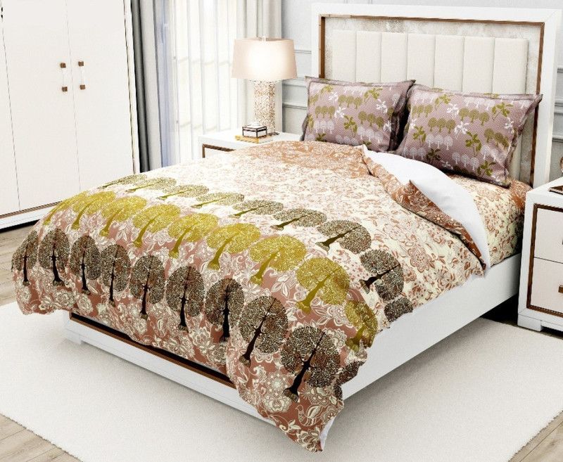 SHOPIFY 250 TC Cotton King Printed Flat Bedsheet  (Pack of 1, Multicolor)