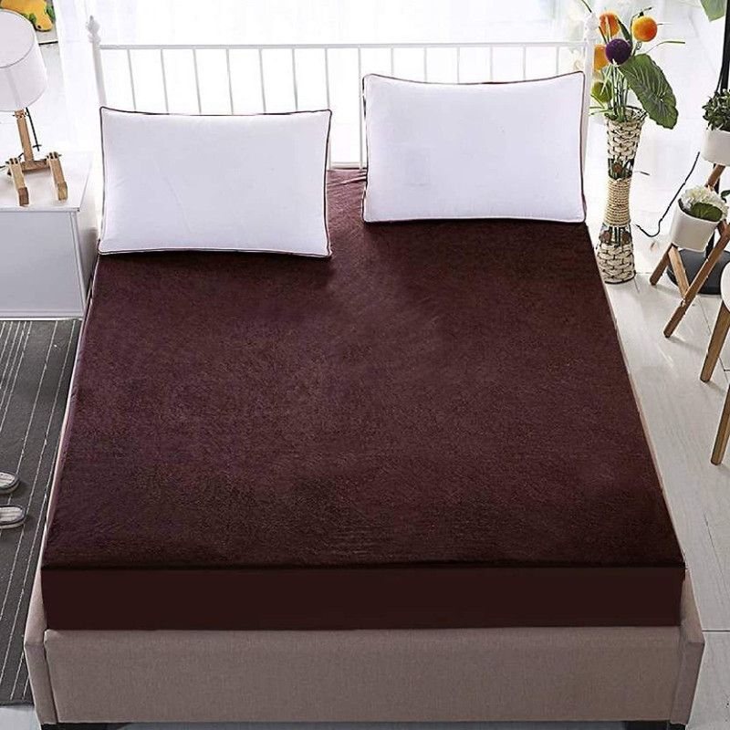 rakhi home decor Fitted King Size Waterproof Mattress Cover  (Brown)