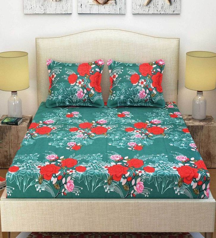 mahesh 140 TC Polycotton Double Floral Flat Bedsheet  (Pack of 1, Multicolor)