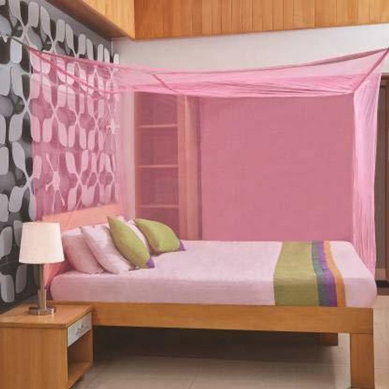LONIK Cotton Adults Washable Single bed mosquito net for home and outdoor Mosquito Net  (Pink, Frame Hung)